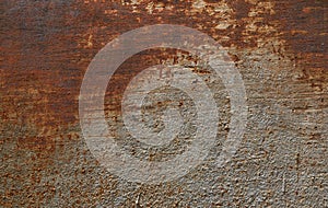 Peeling paint on the rust wall. Empty for design, pattern, cover, overlay texture, background and other, Surface of old steel