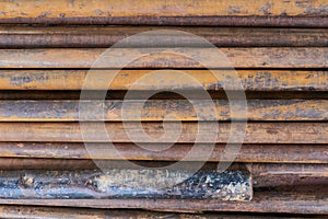 Peeling paint on the rust wall. Empty for design, pattern, cover, overlay texture, background and other, Surface of old steel