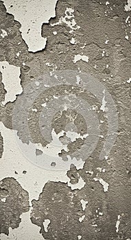 Peeling paint on a textured wall reveals an aged, weathered surface. The paint is
