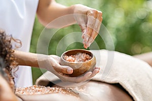 Peeling scrub treatment at resort