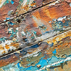 Peeling weathered hull paint