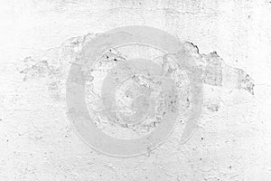 Peeling white painted concrete wall texture background. Grunge and rough surface with stains and mold or mould.