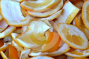 Peels of fresh oranges background