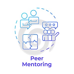 Peer mentoring blue gradient concept icon