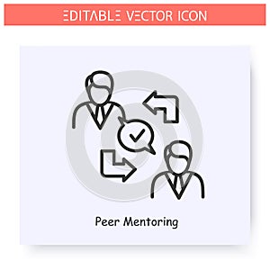 Peer mentoring line icon. Editable illustartion