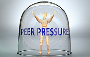 Peer pressure can separate a person from the world and lock in an isolation that limits - pictured as a human figure locked inside