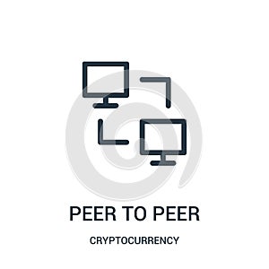 peer to peer icon vector from cryptocurrency collection. Thin line peer to peer outline icon vector illustration photo