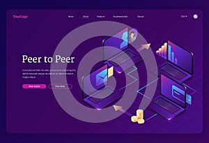 Peer to peer computer network isometric landing