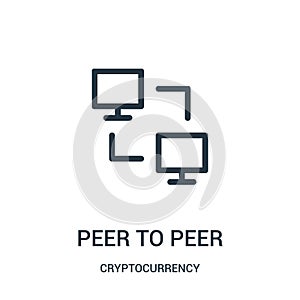 peer to peer icon vector from cryptocurrency collection. Thin line peer to peer outline icon vector illustration