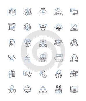Peer-to-Peer line icons collection. Decentralized, Sharing, Nerk, Collaboration, Trustless, Blockchain, Cryptography