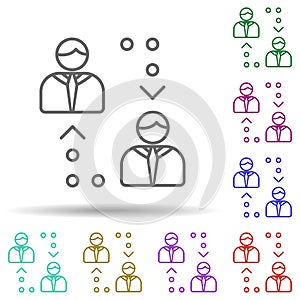 Peer-to-peer multi color icon. Simple thin line, outline vector of bitcoin blockchain icons for ui and ux, website or mobile