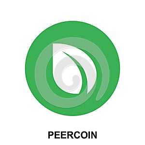 Peercoin crypto currency blockchain flat logo isolated on white background.