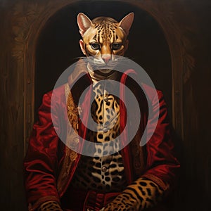 Ai Generated illustration Wildlife Concept of Peering ocelot