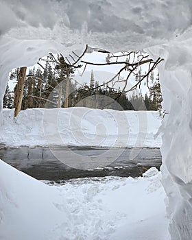 Peephole through the deep snow