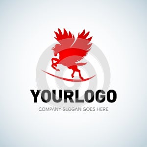 Pegas logo in red color. Vector illustration