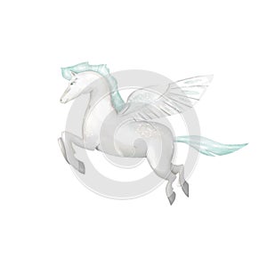 Pegasus digital clip art fly pegasus drawing poni fly horse illustration magic unicorn on white background photo