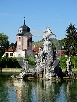 Pegasus fountain with water house