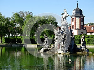 Pegasus fountain with water house