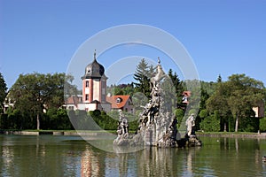 Pegasus fountain with water house