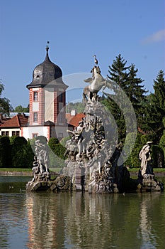 Pegasus fountain with water house