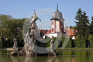 Pegasus fountain with water house