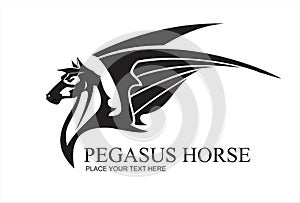 Pegasus Horse Head, in black and white.