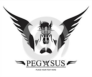 Pegasus horse, winged horse in frontal view, suitable for sport community, transportation, travelling icon, etc.