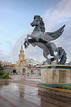 Pegasus Statue, Gate and Clock Tower - Cartagena de Indias, Colombia