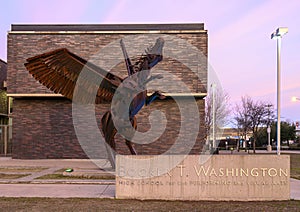 `Pegasus` by Stuart Kraft located at Booker T. Washington High School for the Performing and Visual Arts in the Arts District of d photo