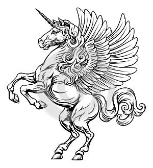 Pegasus Unicorn Horse Crest Heraldic Coat of Arms