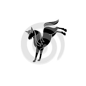 Pegasus unicorn logo icon designs vector illustration with black shilouette style isolated photo