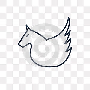 Pegasus vector icon isolated on transparent background, linear P