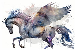 Pegasus watercolor predator animals wildlife, Watercolor Painting Artwork.