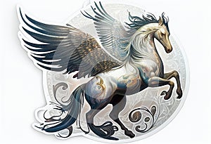 Pegasus on a white background. AI Generated