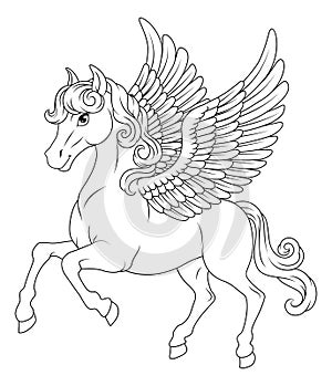 Pegasus Wings Horse Cartoon Animal Illustration