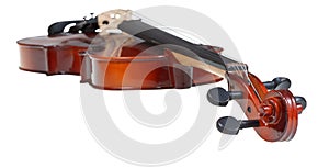 Pegbox of classical wooden violin close up photo