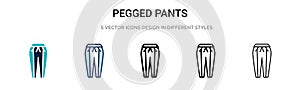 Pegged pants icon in filled, thin line, outline and stroke style. Vector illustration of two colored and black pegged pants vector