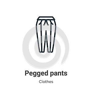 Pegged pants outline vector icon. Thin line black pegged pants icon, flat vector simple element illustration from editable clothes