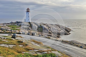 Peggy`s Cove Landscapein Nova Scotia with angry sky