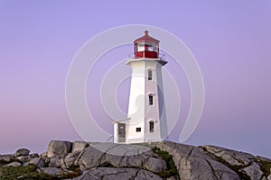 Peggy`s Cove lighthouse in Nova Scotia, Canada, centred in the frame