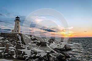 Peggys Cove's Lighthouse at Sunset