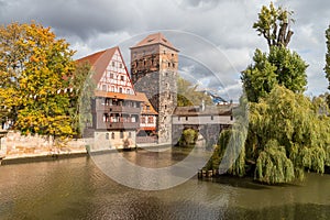 Pegnitz river in Nuremberg, Bavaria, Germany