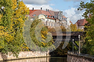 Pegnitz river in Nuremberg, Bavaria, Germany