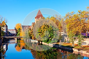 Pegnitz River in Nuremberg Old Town