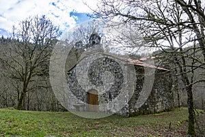 Pego de Parada Chapel from the 16th-18th centuries. Cerdedo, Galicia, Spain.