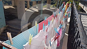 Pegs laundry clothes drying by the sun  energy saving