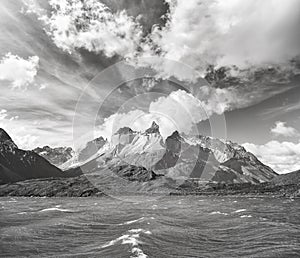 Pehoe Lake and Los Cuernos, Chile.