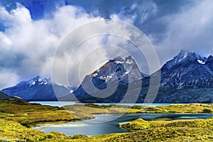 Pehoe Lake Paine Horns Torres del Paine National Park Chile