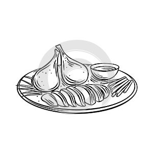 Peking duck chinese cuisine outline icon.