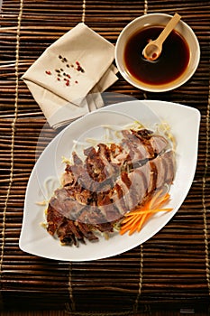 Peking duck on plate